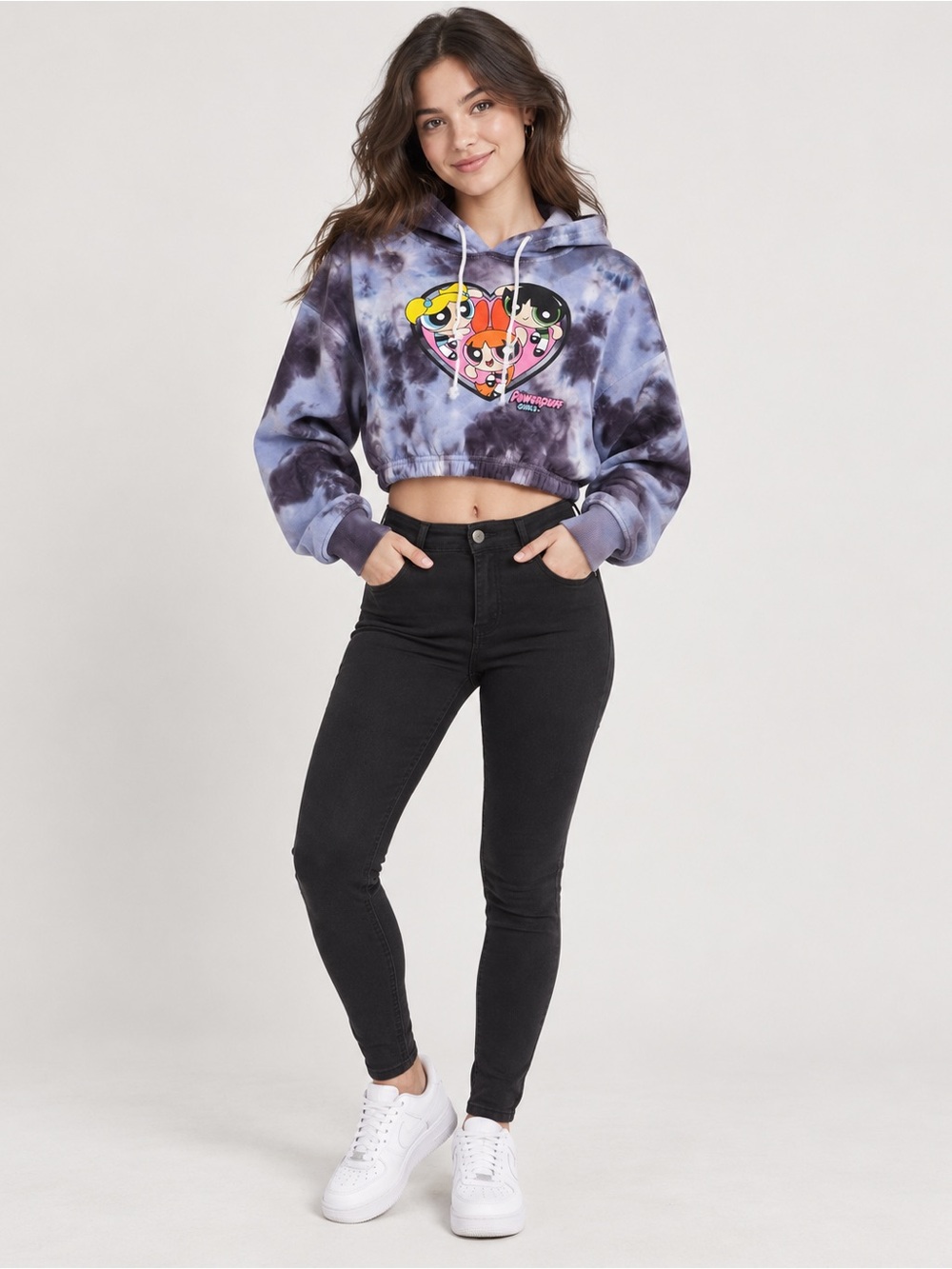 Powerpuff Girls Tie-Dye Cropped Hoodie XS/S